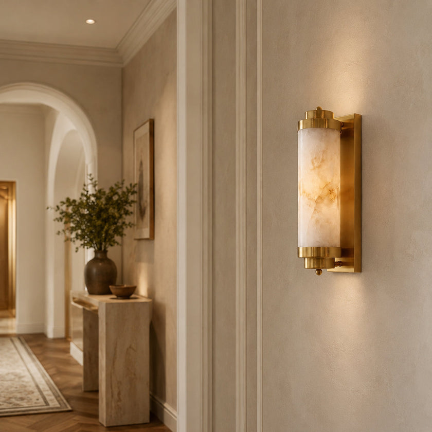 Calvrane Alabaster Cylinder Wall Sconce