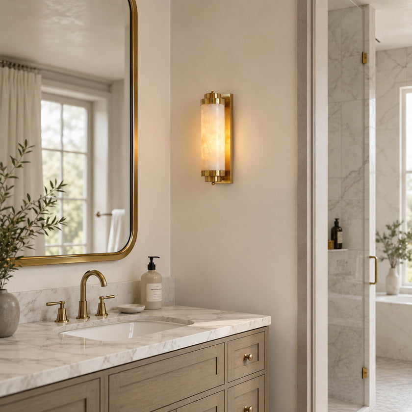 Calvrane Alabaster Cylinder Wall Sconce