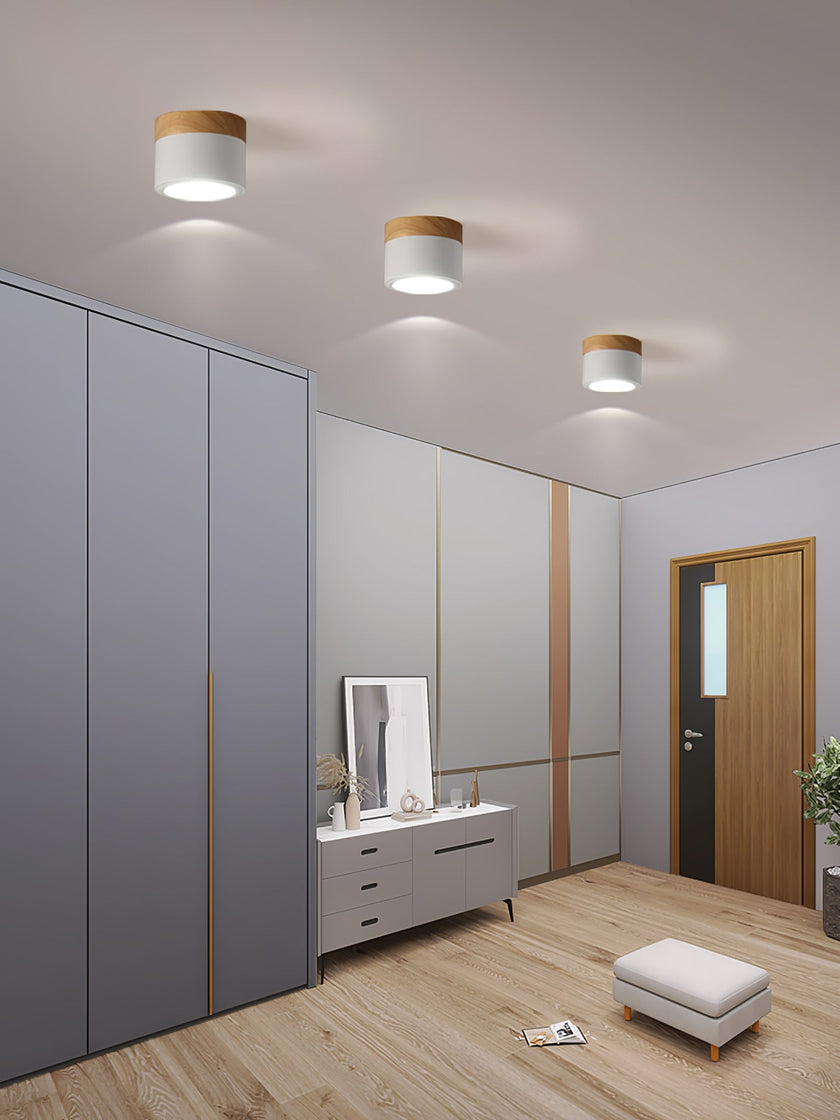 Adjustable Minimalist Nordic Wood Spot Ceiling Lamp