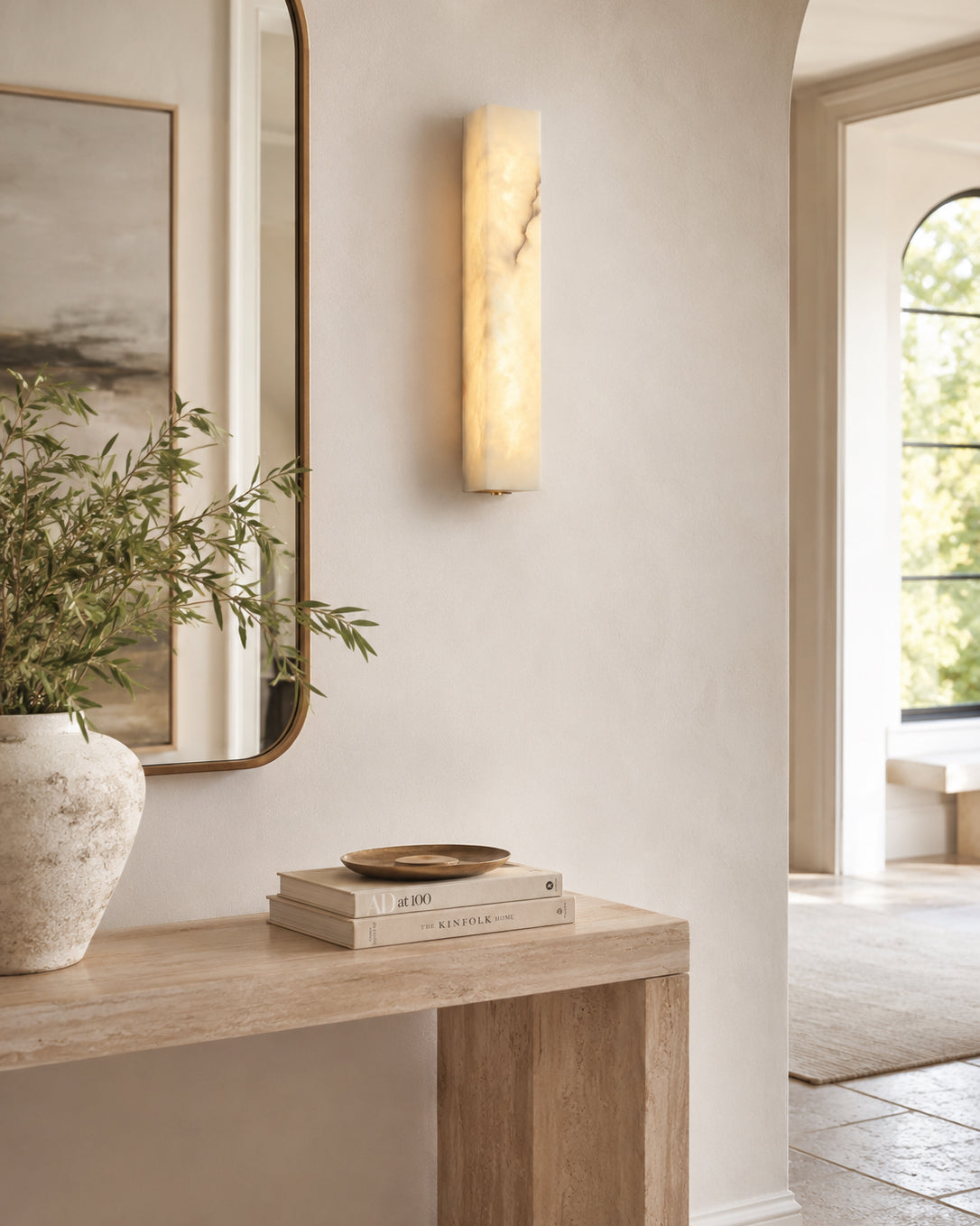 Calvrane Alabaster Column Wall Sconce