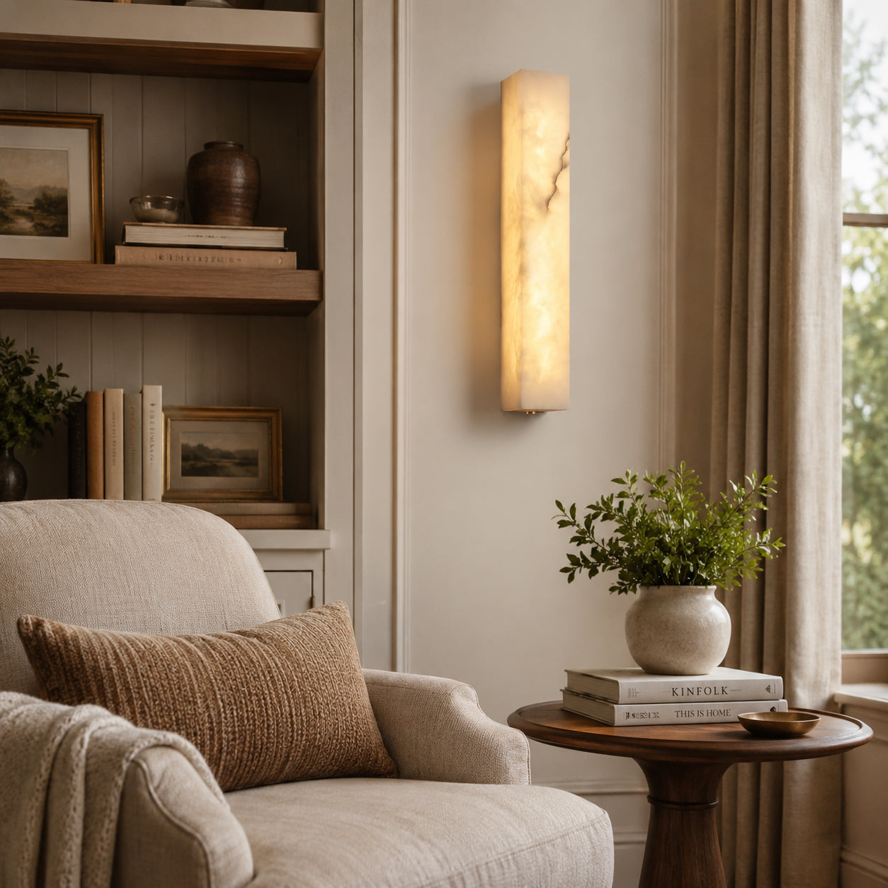 Calvrane Alabaster Column Wall Sconce