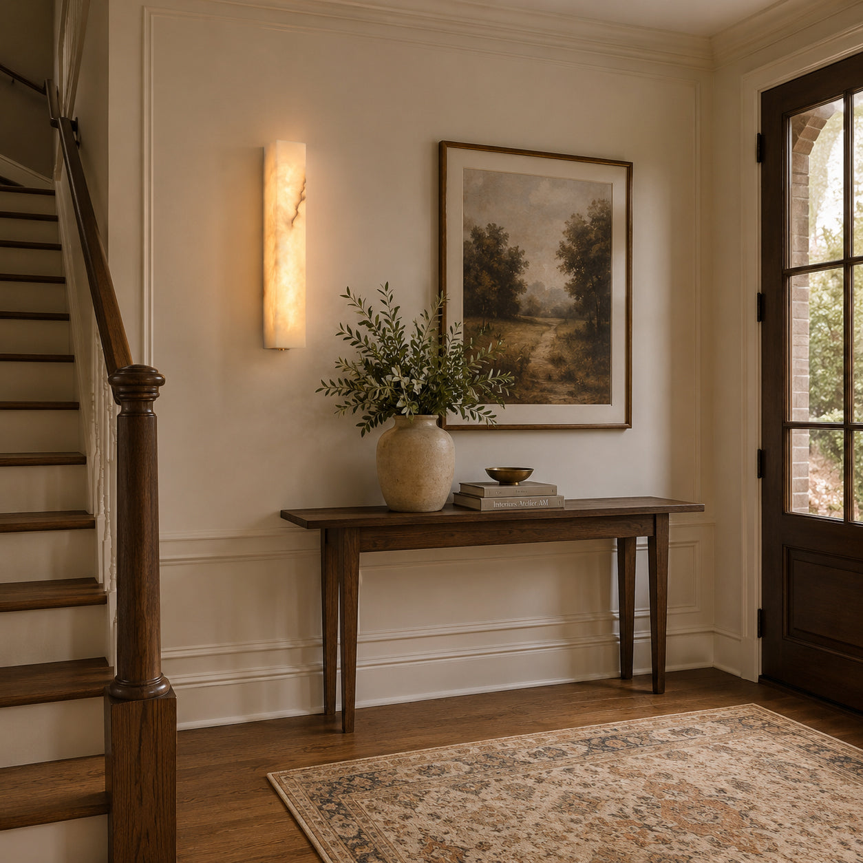 Calvrane Alabaster Column Wall Sconce
