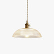 Ribbed Glass Dome Brass Pendant Light