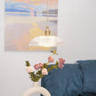 Ribbed Glass Dome Brass Pendant Light