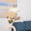 Ribbed Glass Dome Brass Pendant Light