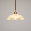 Ribbed Glass Dome Brass Pendant Light