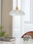 Ribbed Glass Dome Brass Pendant Light