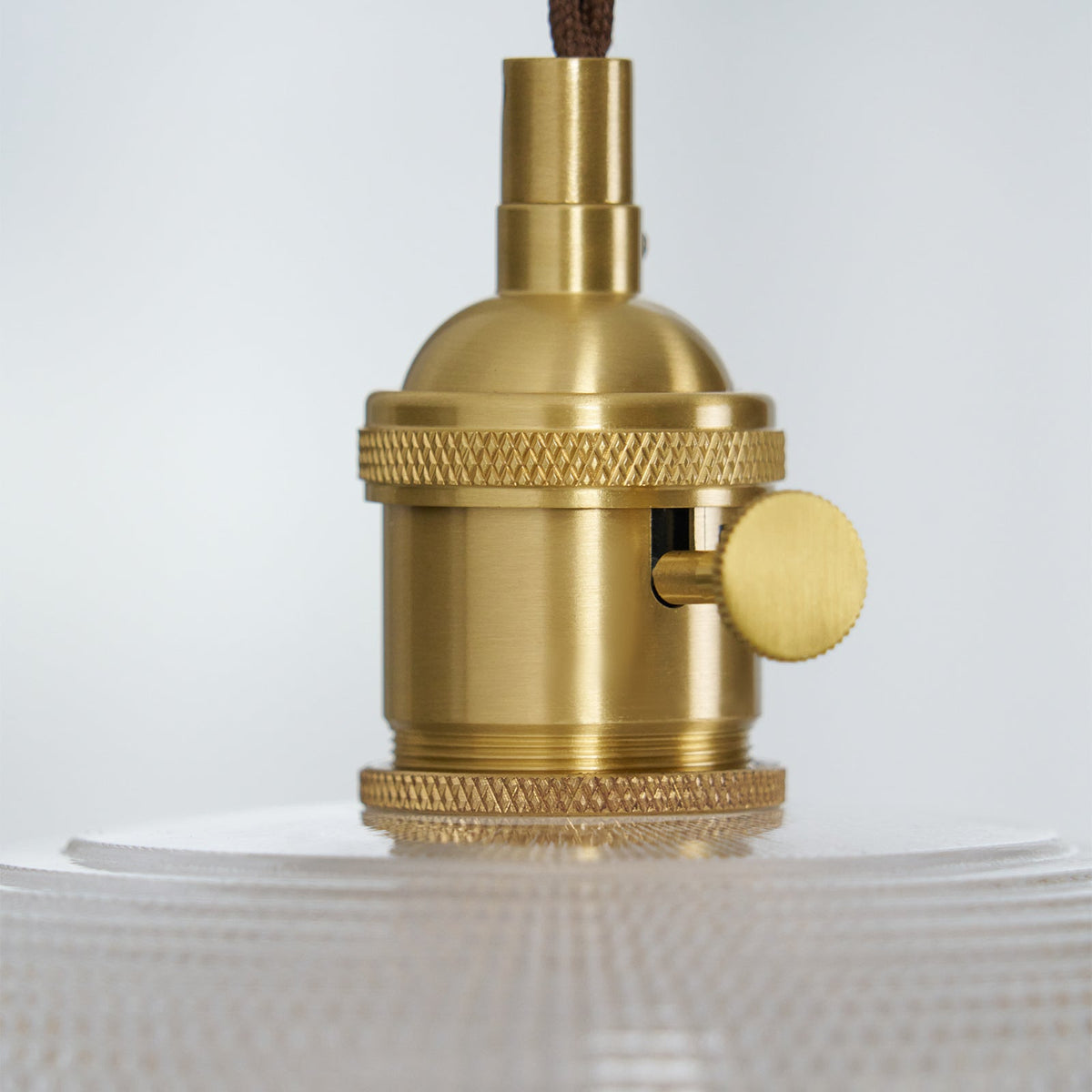 Ribbed Glass Dome Brass Pendant Light