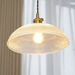 Ribbed Glass Dome Brass Pendant Light