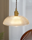 Ribbed Glass Dome Brass Pendant Light