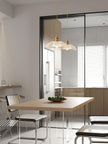 Ribbed Glass Dome Brass Pendant Light