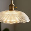 Ribbed Glass Dome Brass Pendant Light