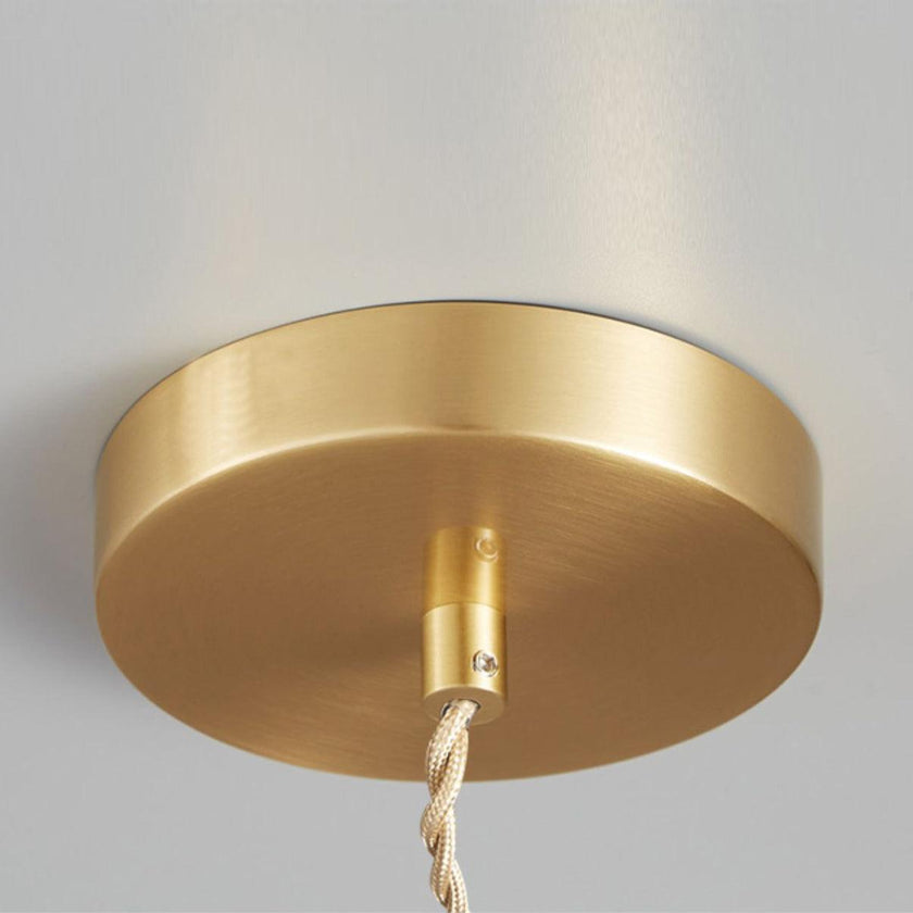 Ribbed Glass Dome Brass Pendant Light