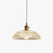 Ribbed Glass Dome Brass Pendant Light