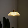 Ribbed Glass Dome Brass Pendant Light