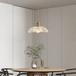 Ribbed Glass Dome Brass Pendant Light