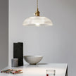 Ribbed Glass Dome Brass Pendant Light