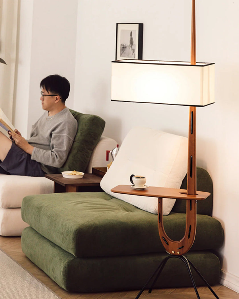 Adjustable Mid-century Giraffe-Style Walnut Floor Lamp