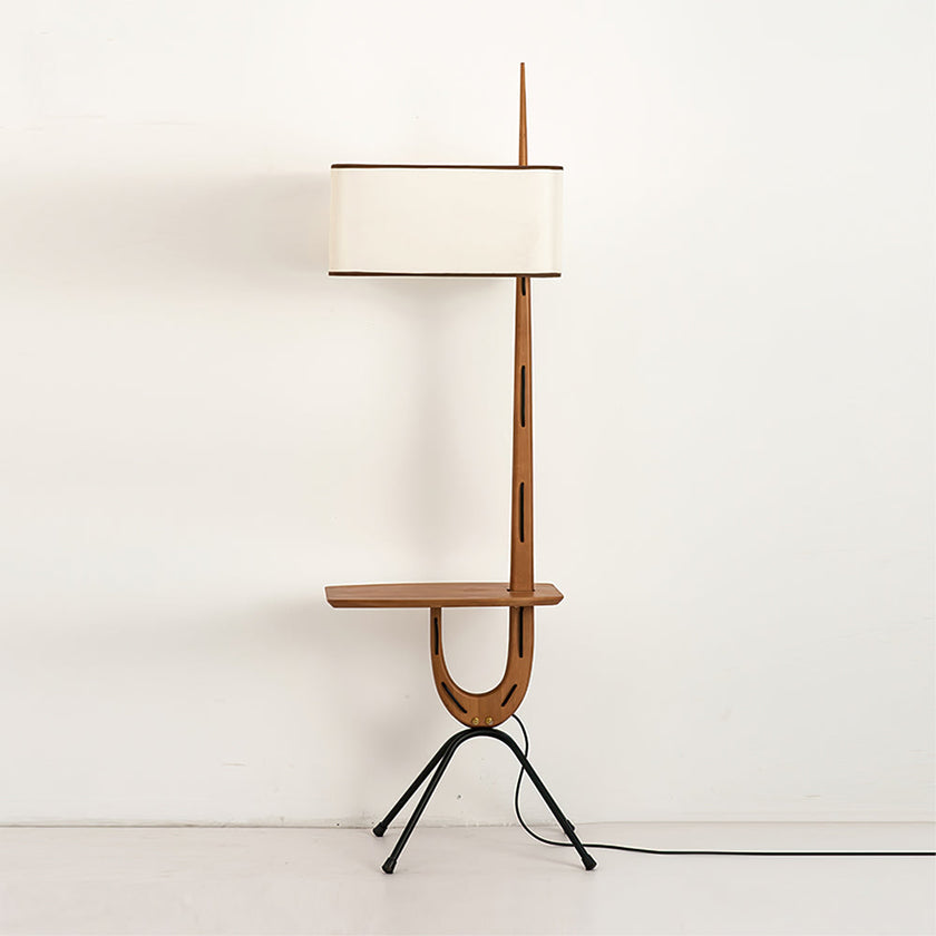 Adjustable Mid-century Giraffe-Style Walnut Floor Lamp
