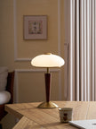 Calvrane Walnut Wood and Glass Table Lamp