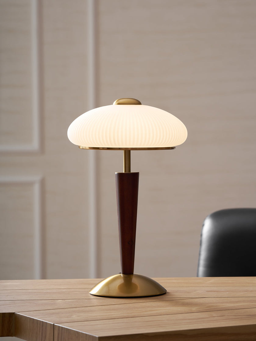 Calvrane Walnut Wood and Glass Table Lamp
