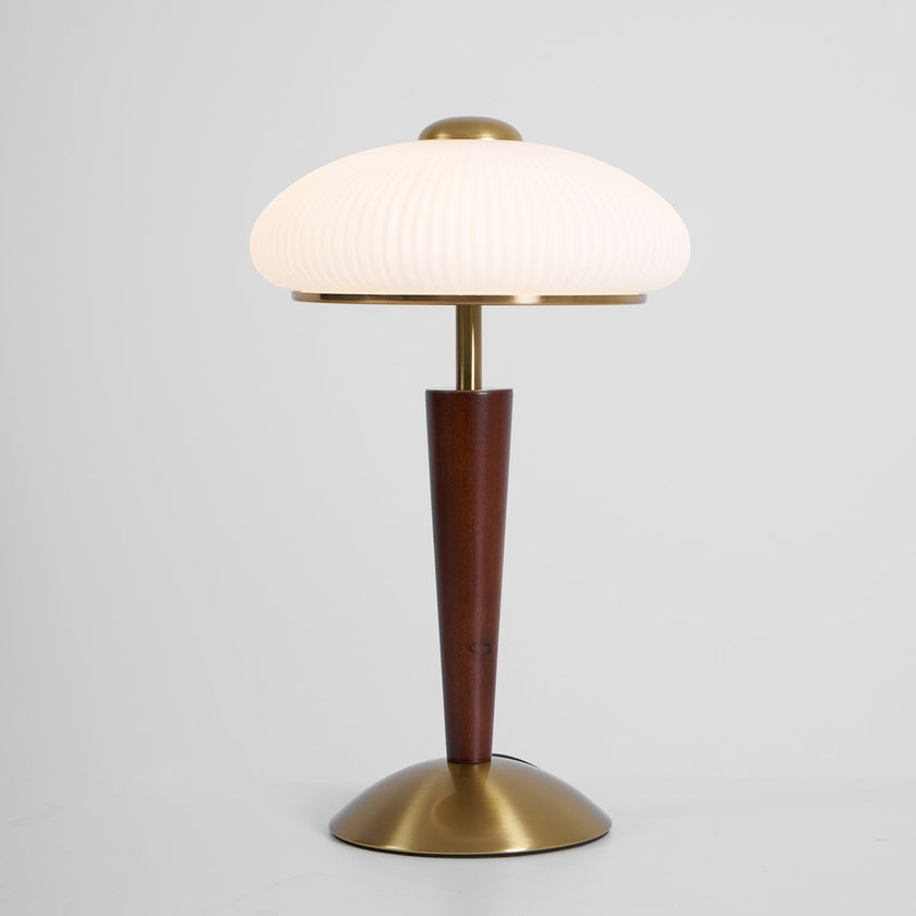 Calvrane Walnut Wood and Glass Table Lamp