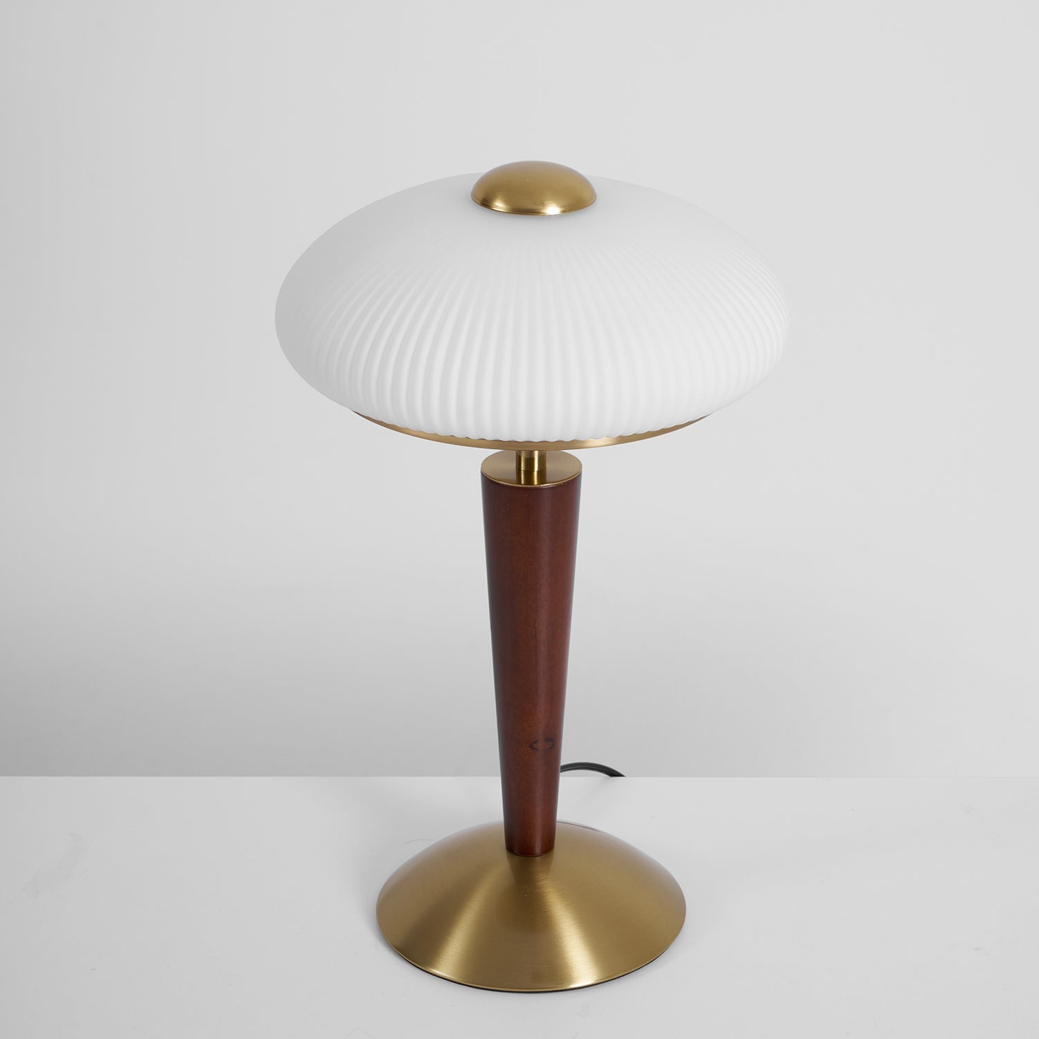 Calvrane Walnut Wood and Glass Table Lamp