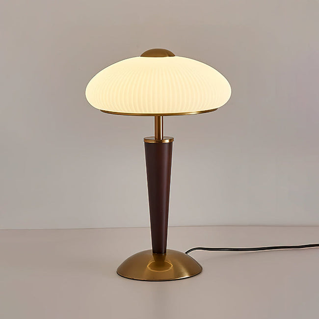 Calvrane Walnut Wood and Glass Table Lamp