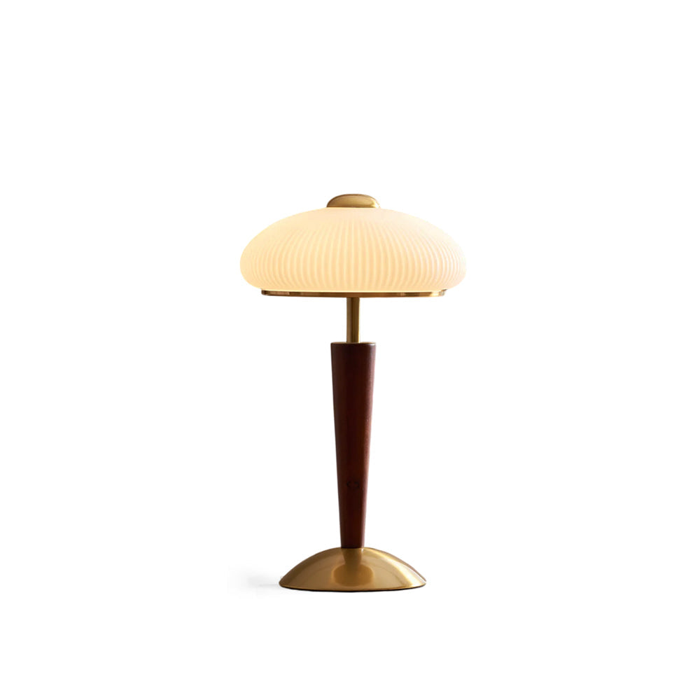Calvrane Walnut Wood and Glass Table Lamp