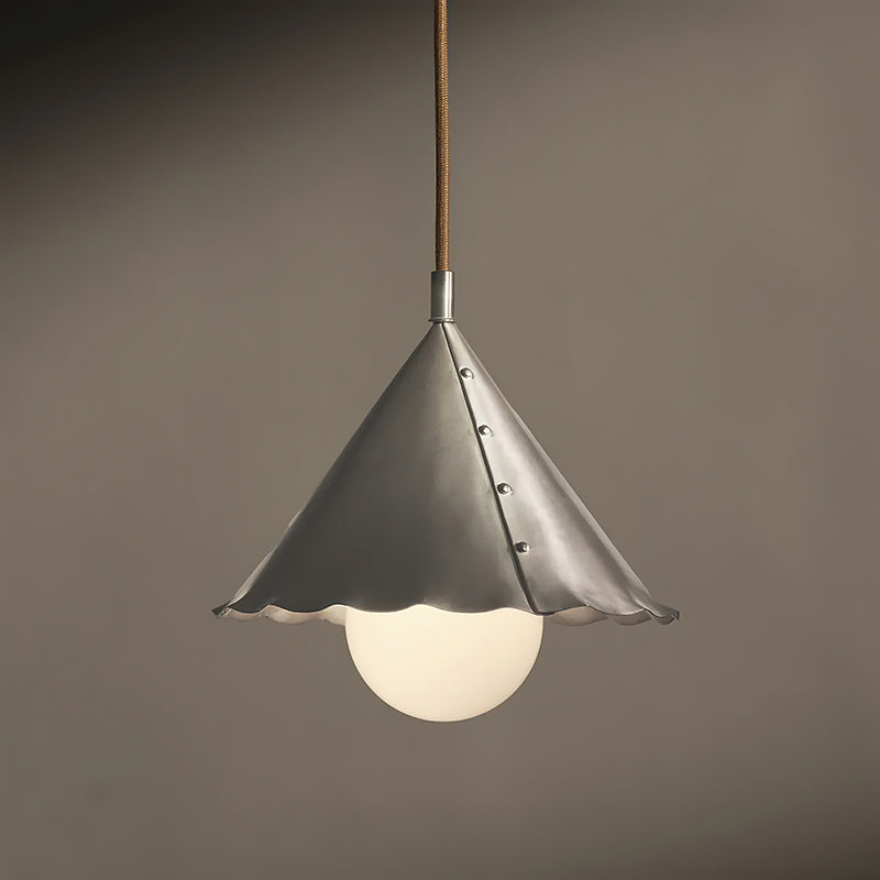 Calvrane Brass Scalloped Cone Pendant Light