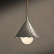 Calvrane Brass Scalloped Cone Pendant Light