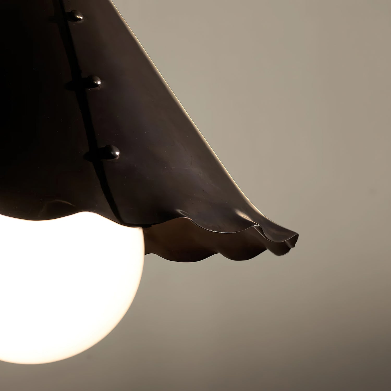 Calvrane Brass Scalloped Cone Pendant Light