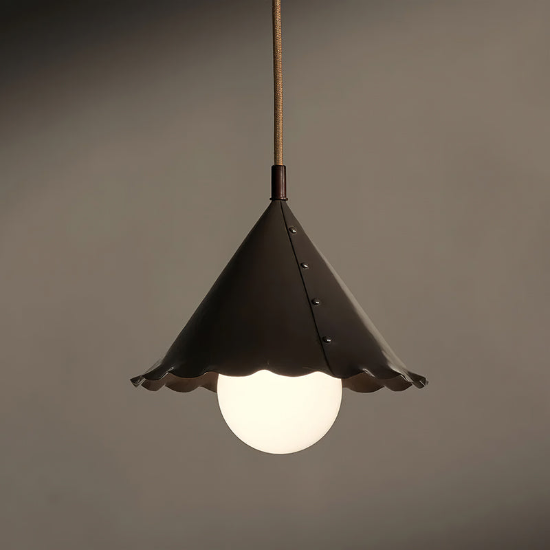 Calvrane Brass Scalloped Cone Pendant Light