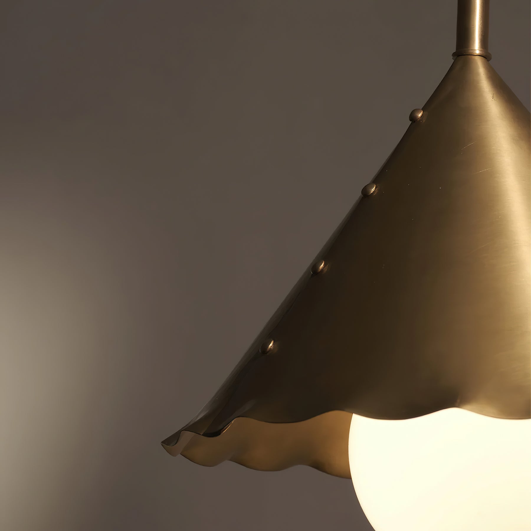 Calvrane Brass Scalloped Cone Pendant Light