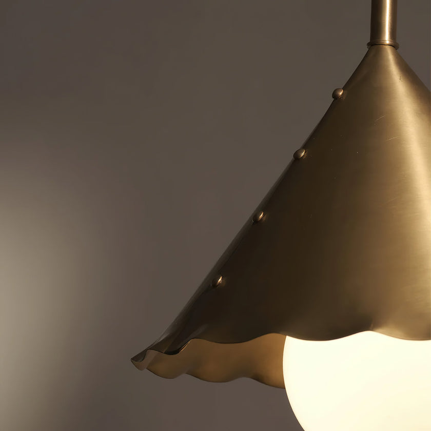Calvrane Brass Scalloped Cone Pendant Light