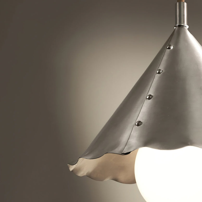 Calvrane Brass Scalloped Cone Pendant Light