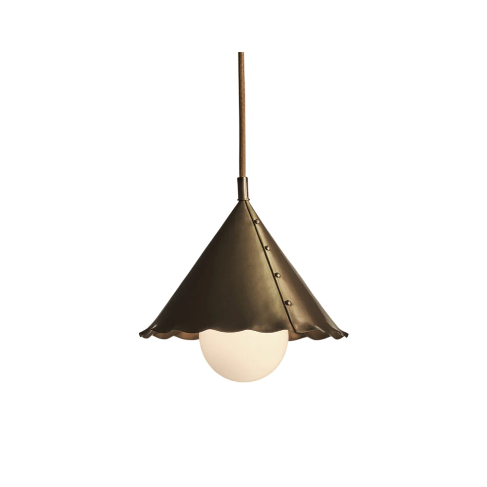 Calvrane Brass Scalloped Cone Pendant Light