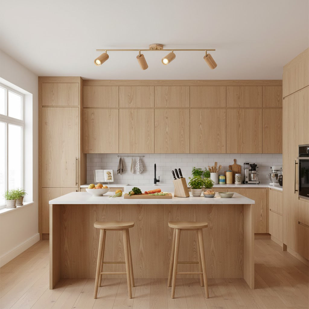 Scandinavian Shaker Ash Wood Multi-Head Spotlight
