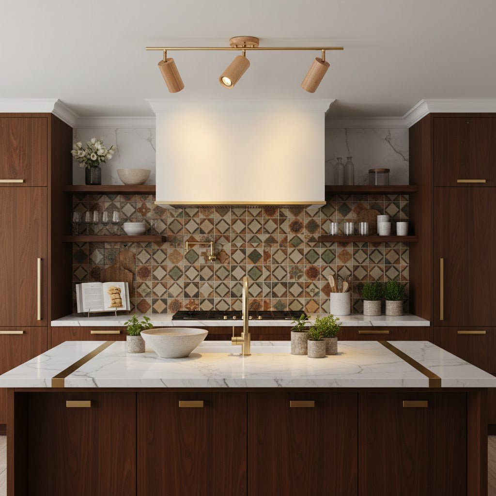 Scandinavian Shaker Ash Wood Multi-Head Spotlight