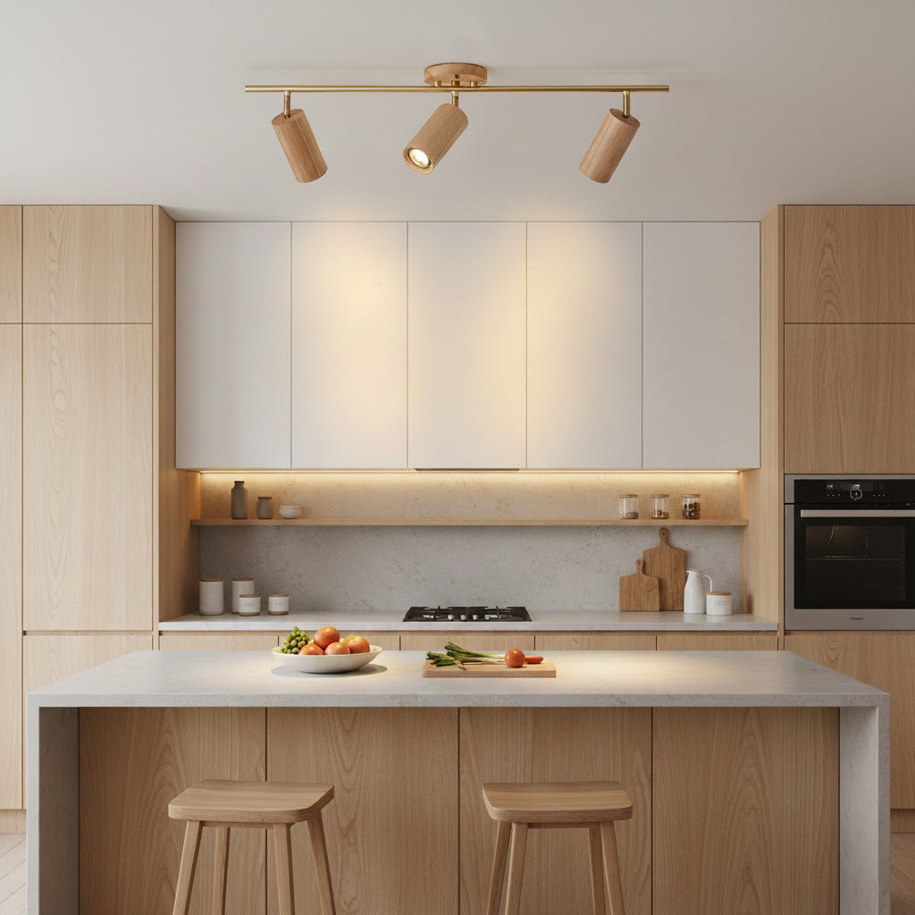 Scandinavian Shaker Ash Wood Multi-Head Spotlight