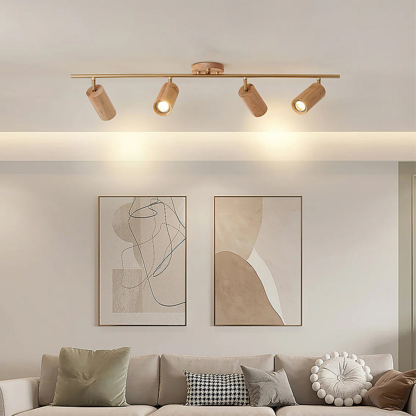 Scandinavian Shaker Ash Wood Multi-Head Spotlight