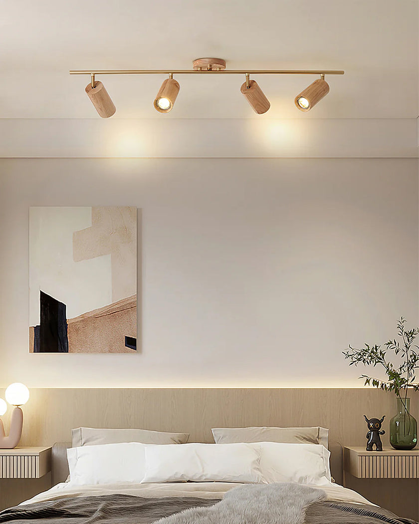 Scandinavian Shaker Ash Wood Multi-Head Spotlight