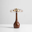 Mid-century Brass Glass Wood Table Lamp