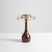Mid-century Brass Glass Wood Table Lamp