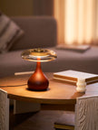 Mid-century Brass Glass Wood Table Lamp