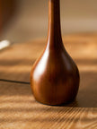 Mid-century Brass Glass Wood Table Lamp