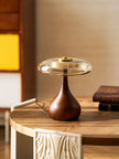 Mid-century Brass Glass Wood Table Lamp