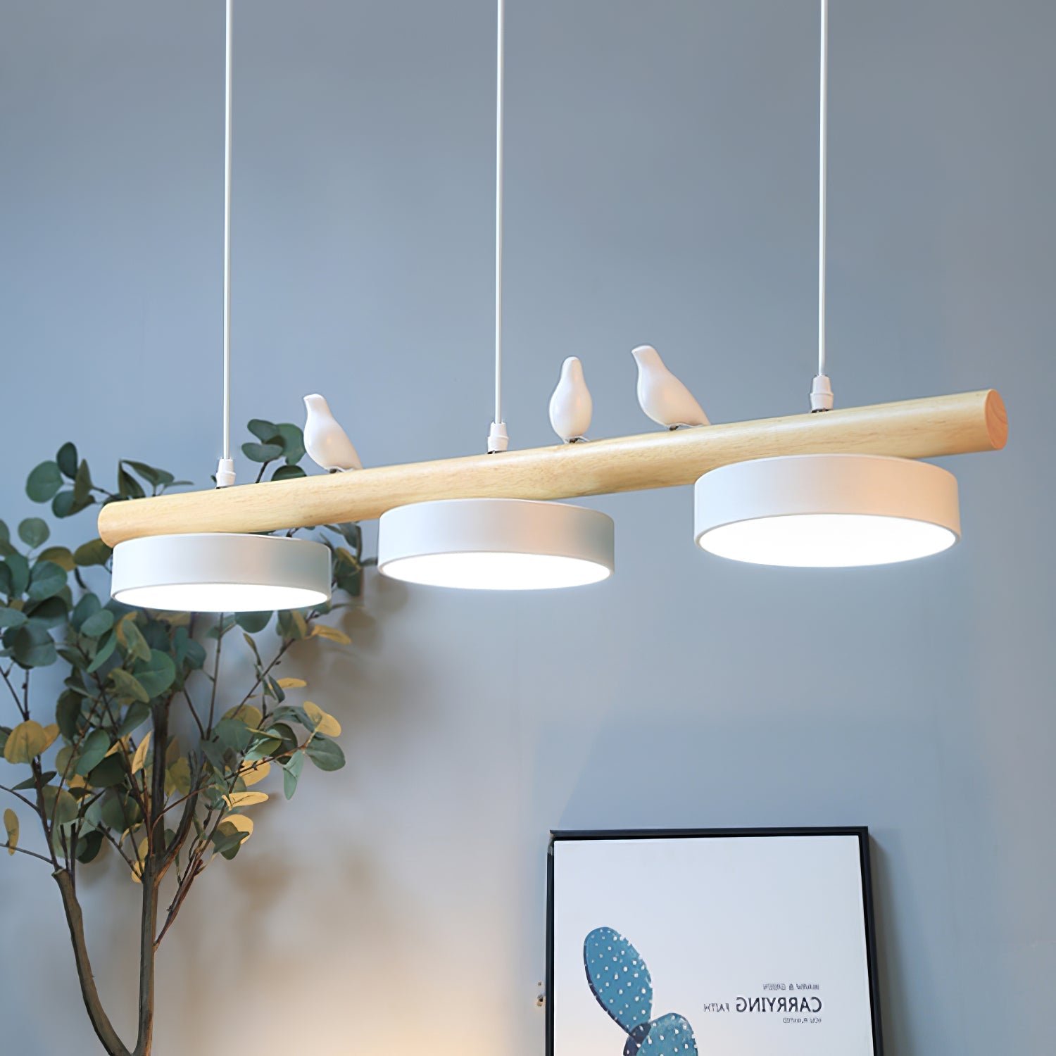Scandinavian Bird Resin Linear Pendant Lamp