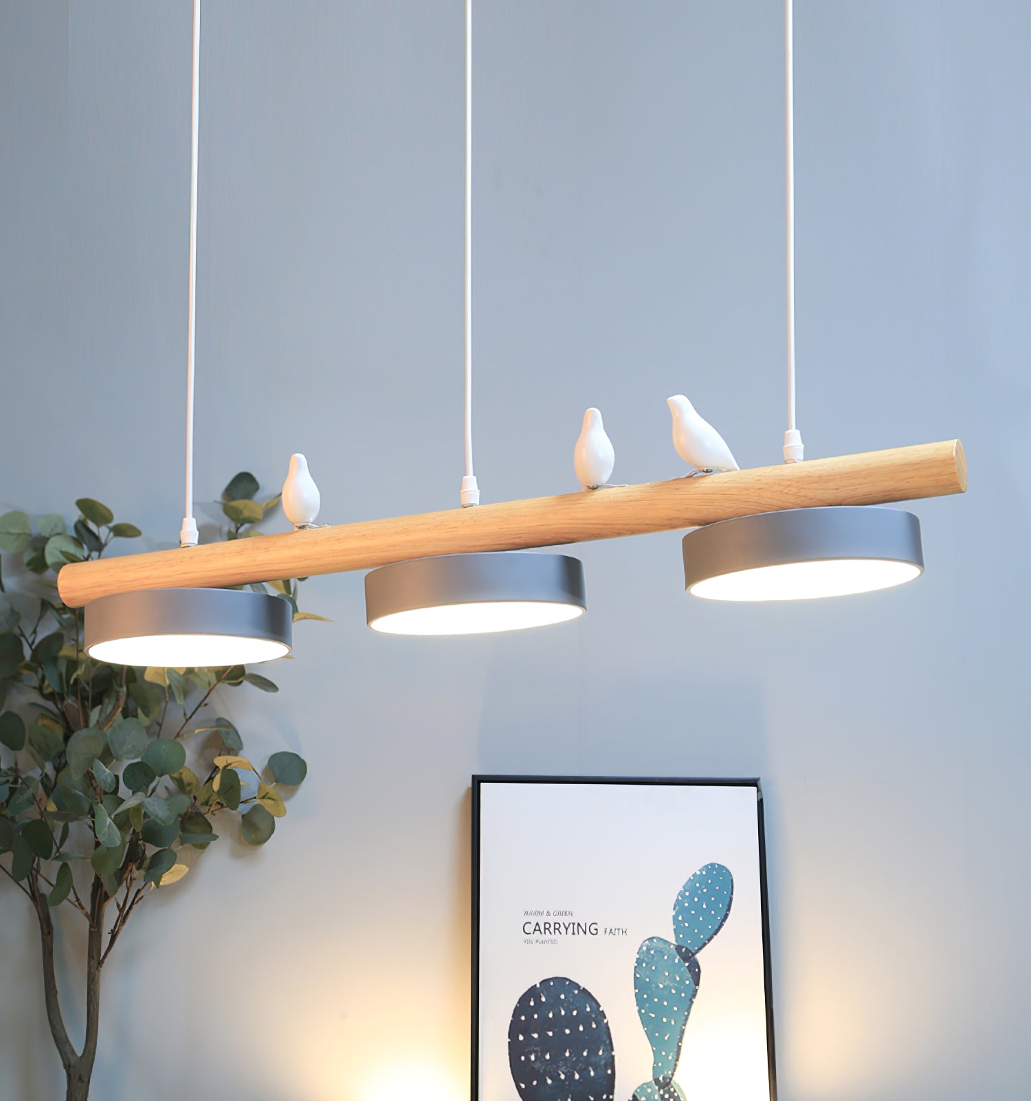 Scandinavian Bird Resin Linear Pendant Lamp