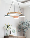 Modern Bird Resin Wood Ring Chandelier